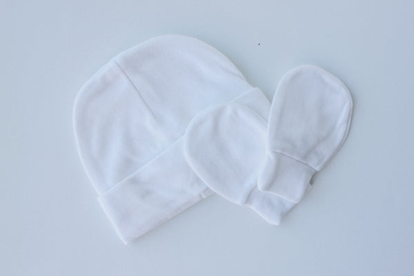 Baby Cotton Mittens and Beanie